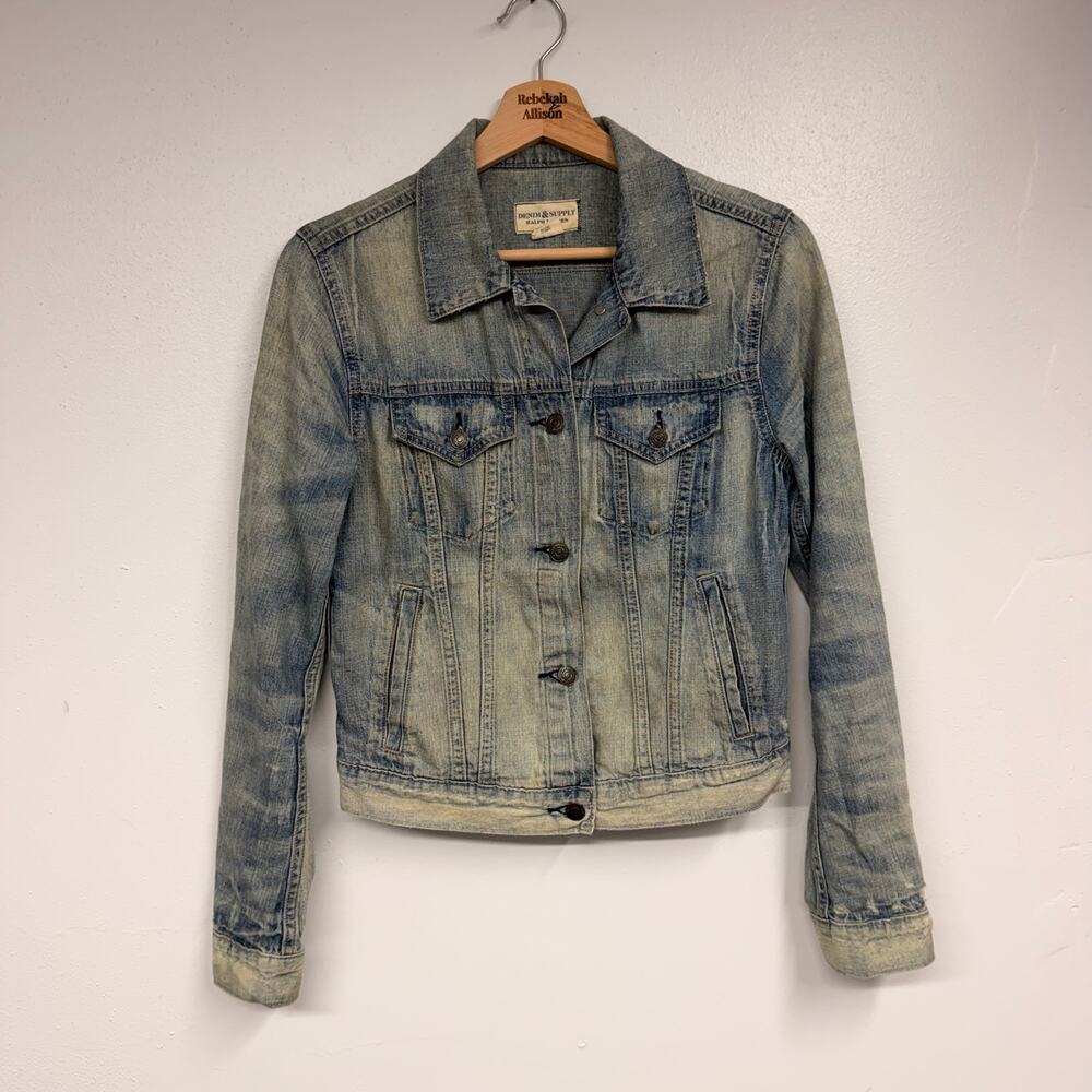 Ralph Lauren Denim & Supply Western Denim Jacket Bandana SZ SMALL Distressed EUC - Picture 8 of 10
